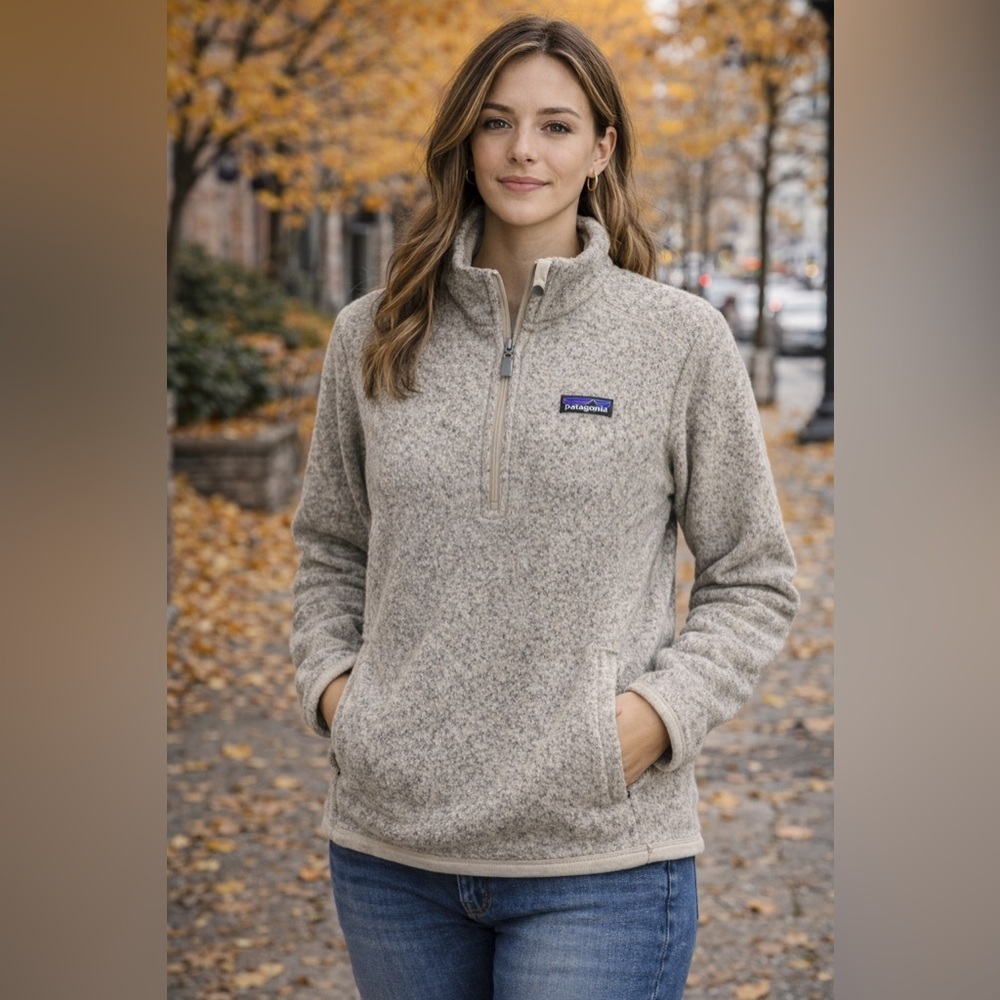 Patagonia Synchilla Fleece 1/4 Zip Pullover Beige Oatmeal Women’s Size L - Picture 12 of 12